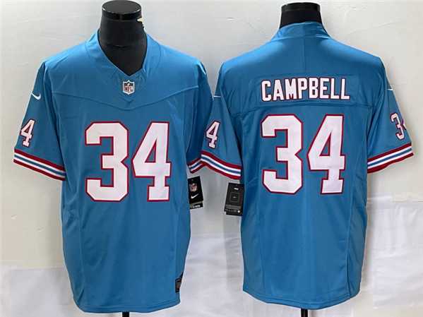 Men%27s Tennessee Titans #34 Earl Campbell Light Blue 2023 F.U.S.E. Vapor Limited Throwback Stitched Football Jersey->tennessee titans->NFL Jersey